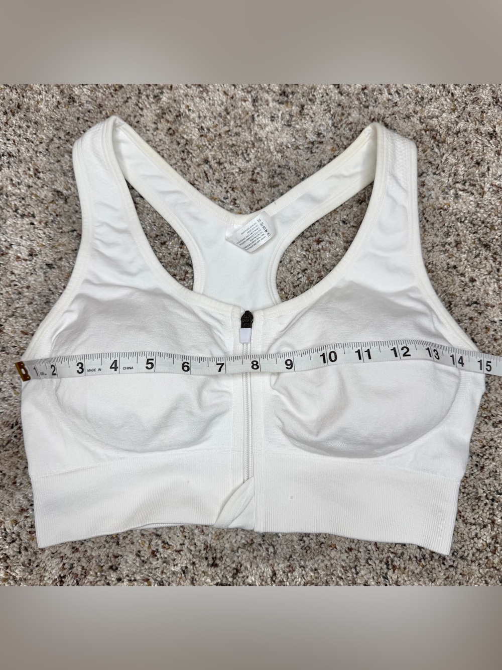90 Degree By Reflex Seamless Katie Zip Front Sports Bra White Large - Picture 5 of 8